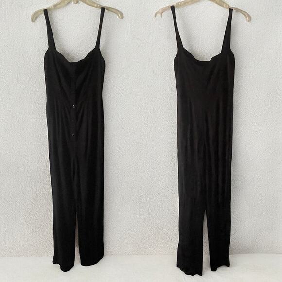 Reformation Della Black Crepe Button Down Crop Wide Leg Jumpsuit Size 4 - Picture 3 of 9